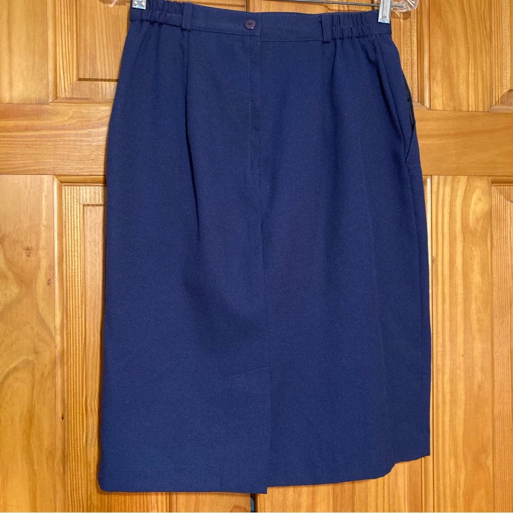 NWOT Diversity Essentials Vintage 80s Skirt Midi Flat Panel Pleated Blue Size 10